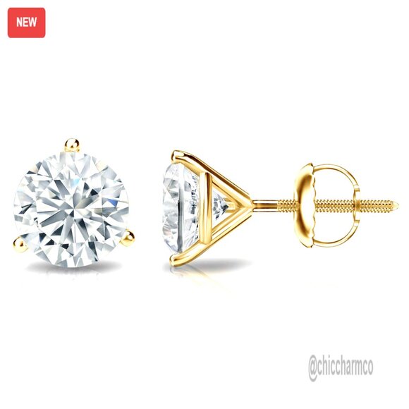 Lab Grown Diamond Stud Earrings 14k Gold Screw Back 0.25cttw
